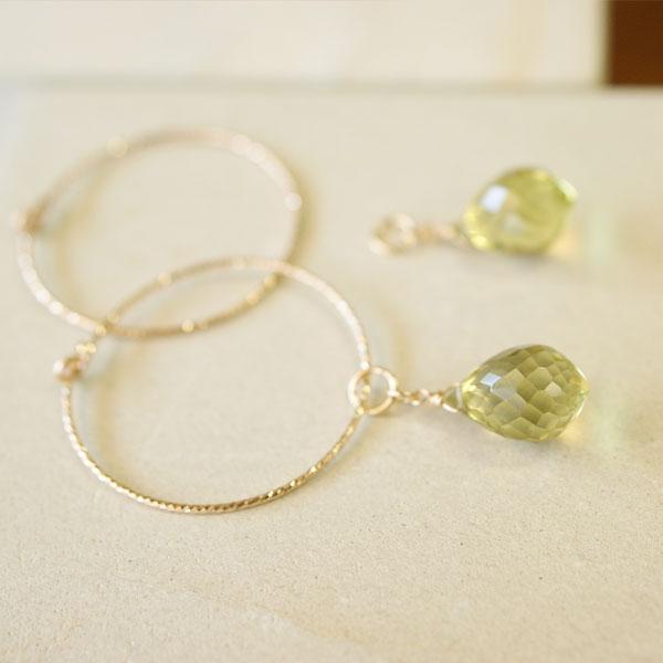 14KGF オリーブクォーツのチャーム