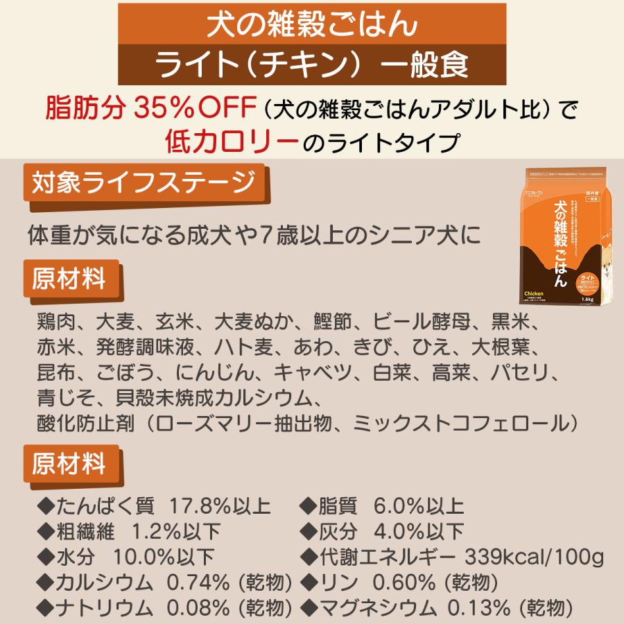 犬の雑穀ごはん ライト チキン 1.6kg 国産ドッグフード 無添加 シニア