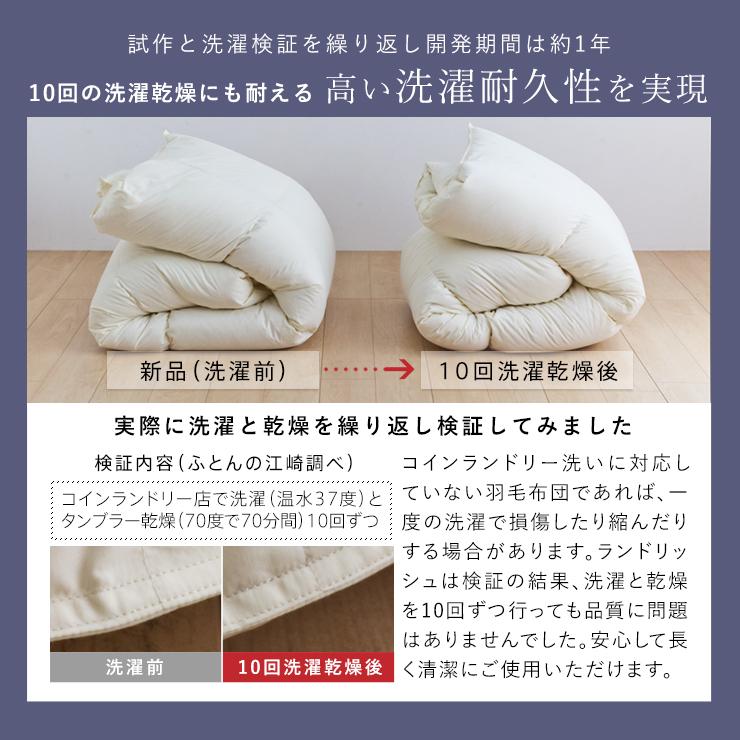 抗菌防臭加工 ホワイトダック90%シングル羽毛掛け布団 羽毛布団 洗える シングル 冬用 ランドリッシュ ホワイトダック90