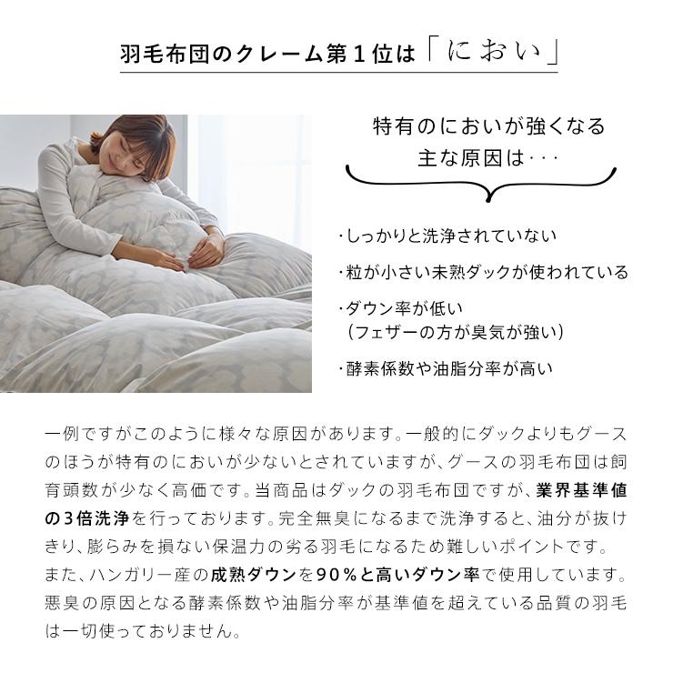 羽毛布団 シングル ハンガリーホワイトダック90％ 370DP 洗える ランド 