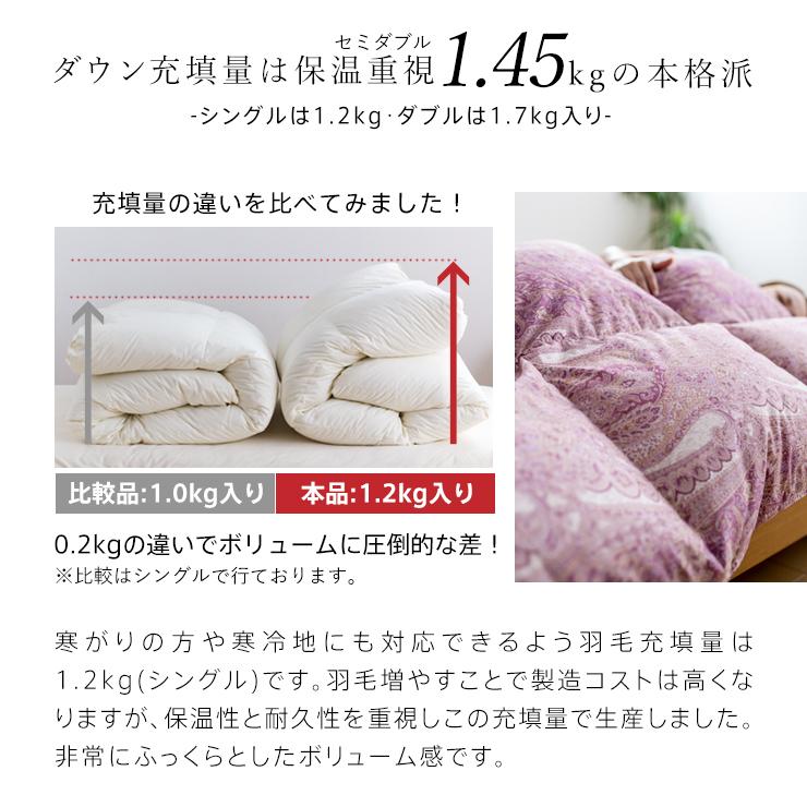 破格（ロマンス小杉）高級羽毛布団　シングルサイズ ロマンス小杉 羽毛布団 シングル 洗える ダウン90% 増量 軽量 冬