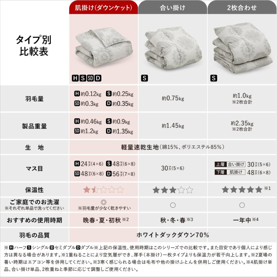 羽毛肌掛け布団 ダウンケット 洗える ウォッシャブル シングル 春用 夏