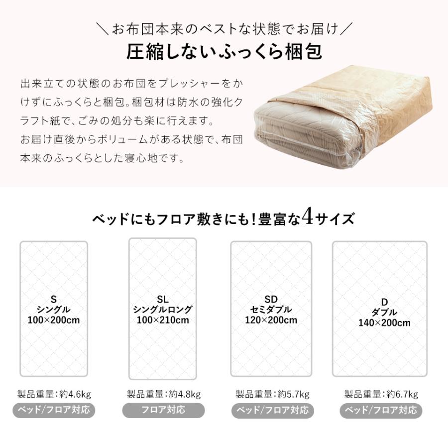 敷布団 シングル シングルロング 羊毛混 ウール 四層 敷き布団