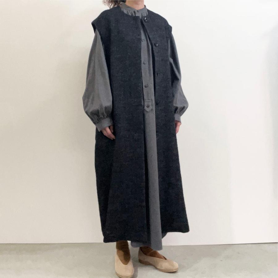 comm. arch.（コムアーチ） ジレ WOOL LINEN TWEED LONG GILLET ウール