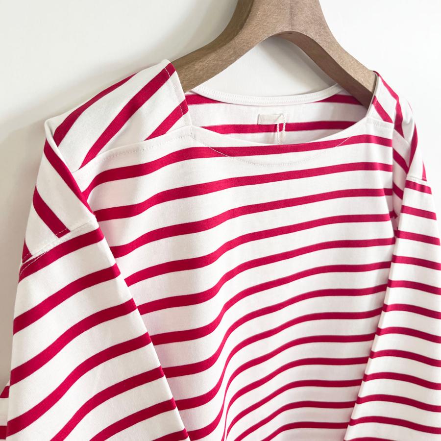 新品　comm.arch. オーガニックコットンスクエアネックTシャツボーダー comm.arch. オーガニックコットンスクエアネックTシャツボーダー‐ comm