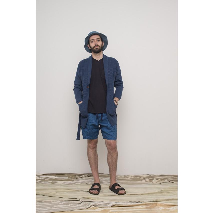 FUJITO フジト KNIT GOWN JACKET ニットガウンジャケット −NAVY メンズコットンニット fujitoknit
