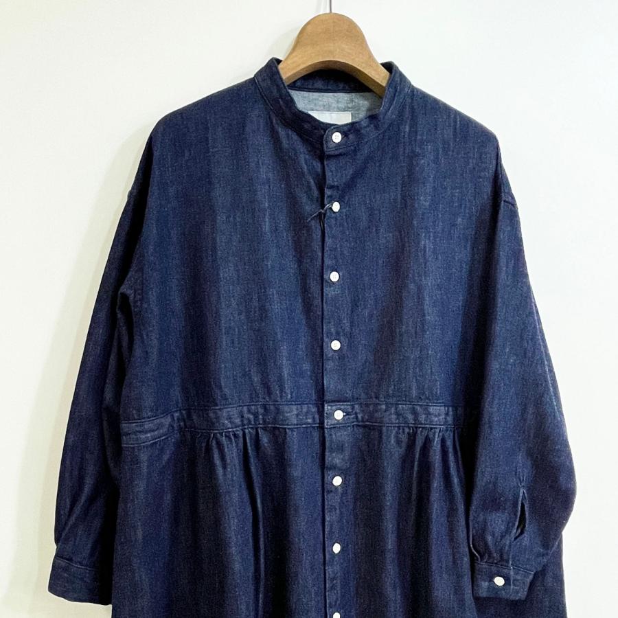 ワンピース　Sasanqua by trees サザンカバイツリーズ　ANTIQUE GATHER ONE PEACE 　アンティークギャザーワンピース  -DENIM-｜escargot-circus｜03