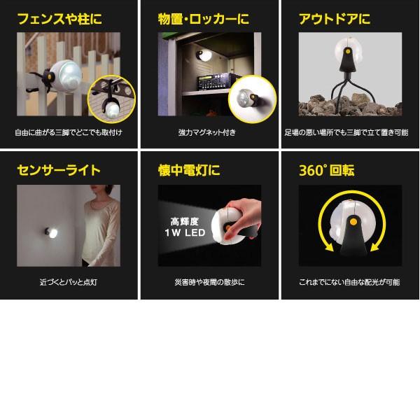 RITEX ムサシ LEDどこでもセンサーライト 電池式 防犯 室内 屋外 防水