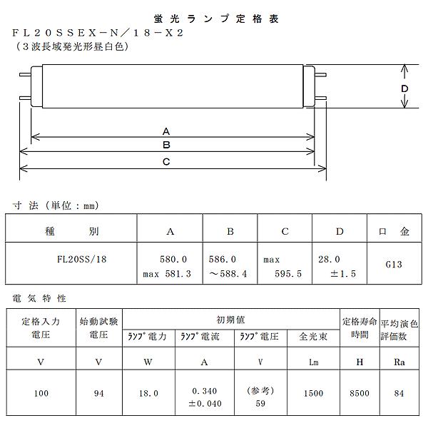 ★「送料無料」[10本セット]HotaluX ホタルクス FL20SSEX-N/18-X2 ライフルックHGX 3波長形昼白色 20形 18ワット 口金G13 色温度5000K 寿命8500時間｜esco-lightec｜04