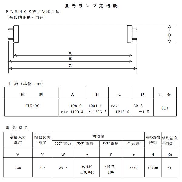 ホタルクス FLR40SW/Mボウヒ ライフラインII ラピッドスタート 飛散