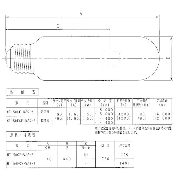 岩崎電気 「送料無料」岩崎 MT150FCE-W/S-2 セラミックメタルハライド