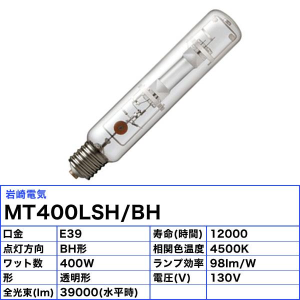 「送料無料」岩崎 MT400LSH/BH メタルハライドランプ 400W 透明形 水平点灯 E39 MT400LSHBH｜esco-lightec｜02