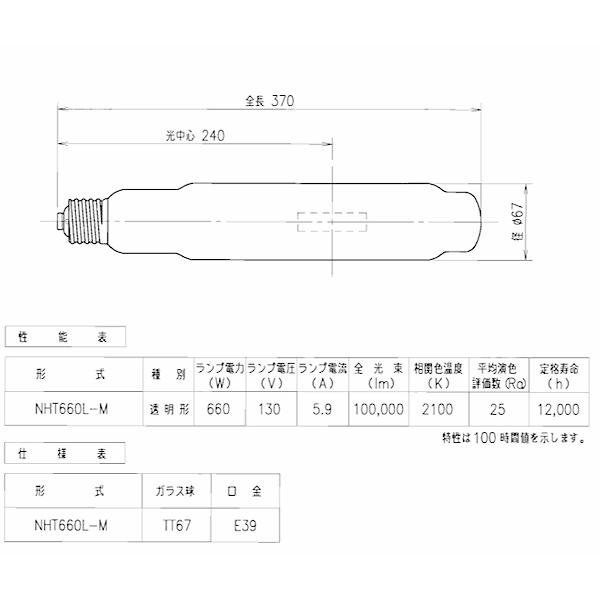 岩崎電気 「送料無料」岩崎 NHT660L-M ナトリウムランプ 660W 透明形