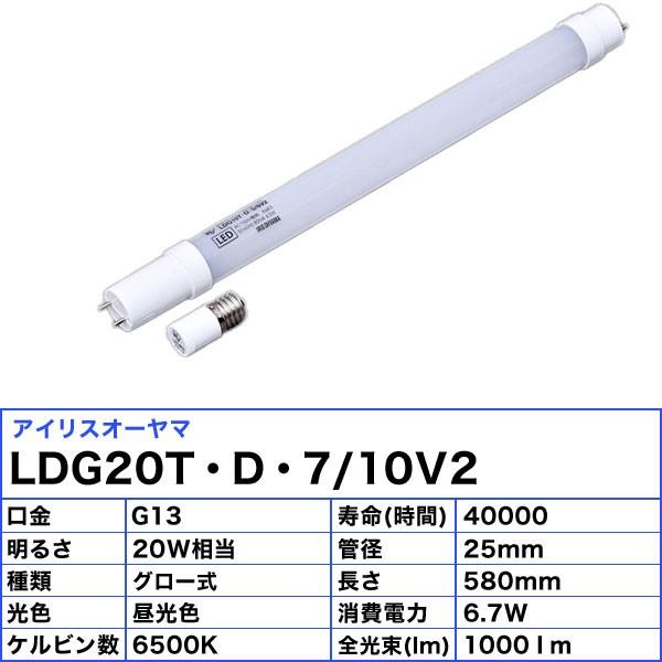 8本セット アイリス LED蛍光灯 直管LEDランプ 20形 昼光色LDG20T アイリスオーヤマ 直管LEDランプ 20形 昼光色 LDG20T・D・7/10V2