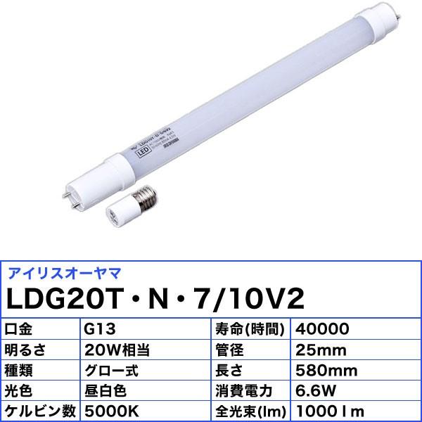 ★アイリスオーヤマ LDG20T・N・7/10V2 直管型LED 20W 昼白色 G13 工事不要LDG20TN710V2「区分A」｜esco-lightec｜02