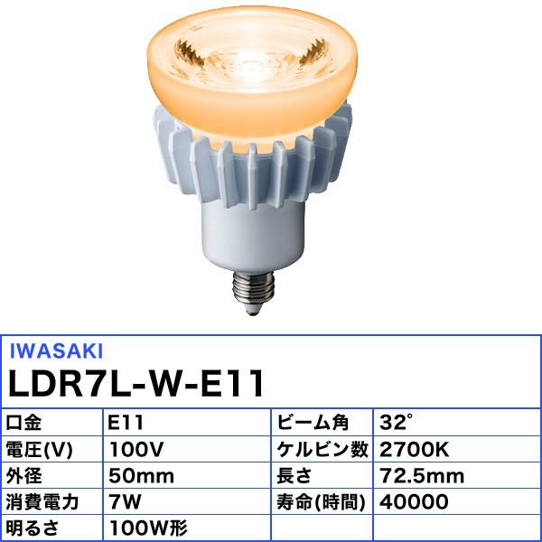 岩崎電気 岩崎 LDR7L-W-E11 LED電球 E11 7W 電球色 広角 ハロゲン形