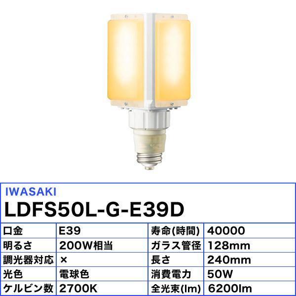 岩崎 LDFS50L-G-E39D LED電球 E39 50W 電球色 LDFS50LGE39D「送料無料」｜esco-lightec｜02