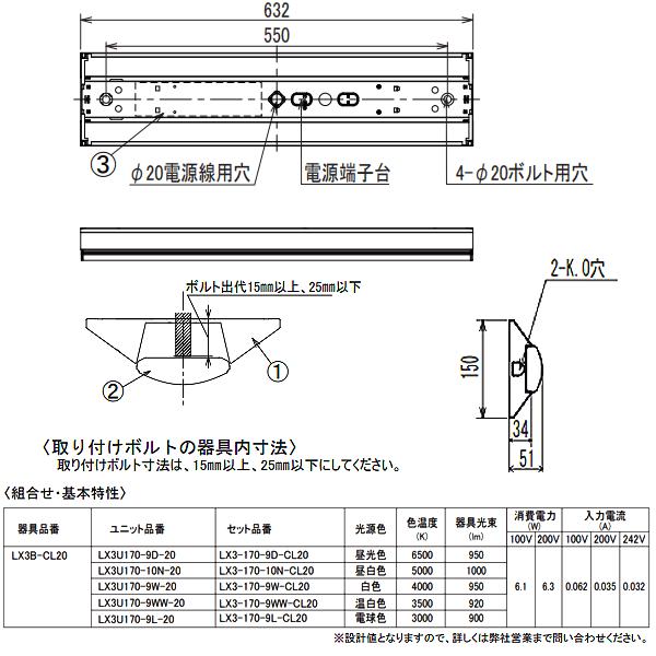 アイリスオーヤマ LX3-170-9D-CL20 LEDベースライト 逆富士形20形 150mm幅 FLR20形×1灯器具相当 非調光 昼光色「送料無料」｜esco-lightec｜05