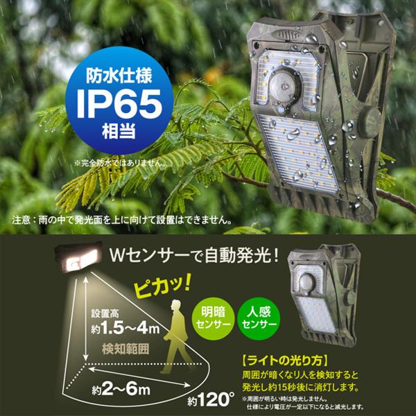 オンスクエア OL-336C ソーラーLEDセンサークリップライト 迷彩 カモ柄