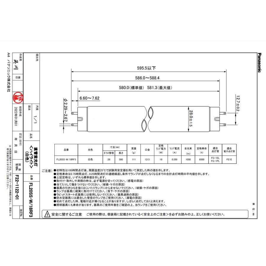 Panasonic（パナソニック） FL20SS・W/18RF3 白色 20形 18W ハイライト