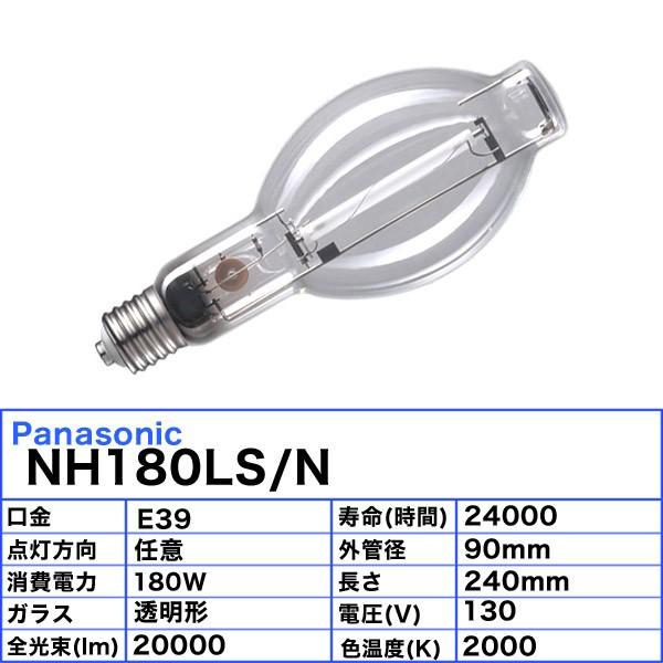 「送料無料」パナソニック NH180LS/N 高圧ナトリウム灯 180W 180形 透明形 水銀灯安定器点灯形 NH180LSN｜esco-lightec｜02