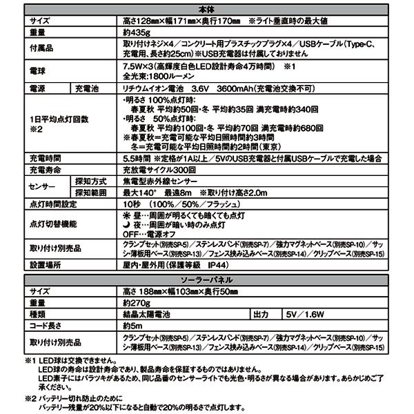 RITEX ムサシ musashi S-340L LEDセンサーライト 7.5Wx3灯