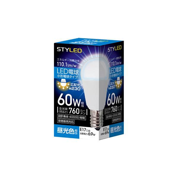 STYLED スタイルド HA6T17DS1 LED電球 E17 60W 昼光色 広配光タイプ「区分A」｜esco-lightec｜03