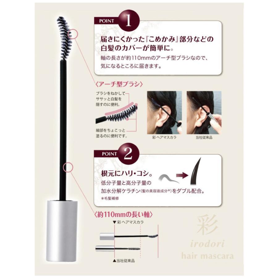 イリヤ コスメティックス 彩 ヘアマスカラ 20ml 白髪隠し 白髪カバー 生え際 部分 IRIYA メール便送料無料 代引不可 クリスマス ギフト プレゼント｜escoshop｜02