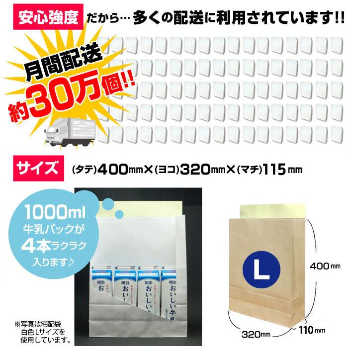 あすつく 宅配袋 クラフト 大 Lサイズ 500枚 茶色 テープ付き 400*320*110mm 無地 500袋 日本製 梱包袋 梱包資材 紙袋 bagL 送料無料 同梱不可｜escoshop｜06