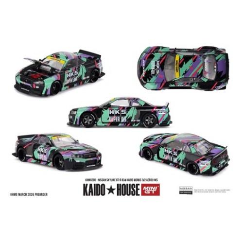MINI-GT 1／64 Nissan スカイライン GT-R R34 Kaido Works (V2 エアロ