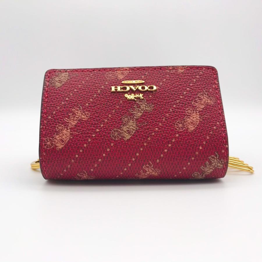 COACH レッドキーケース COACH コーチ キーケース クロスグレーン レザー 6連 スマート