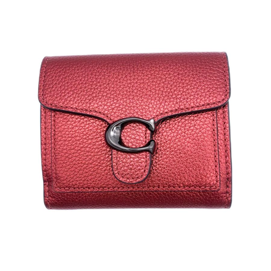 美品 COACH タビー スモール ウォレット レッド 折り財布 シグネチャー COACH（コーチ） ☆COACH☆ タビー スモール ウォレット メタリック