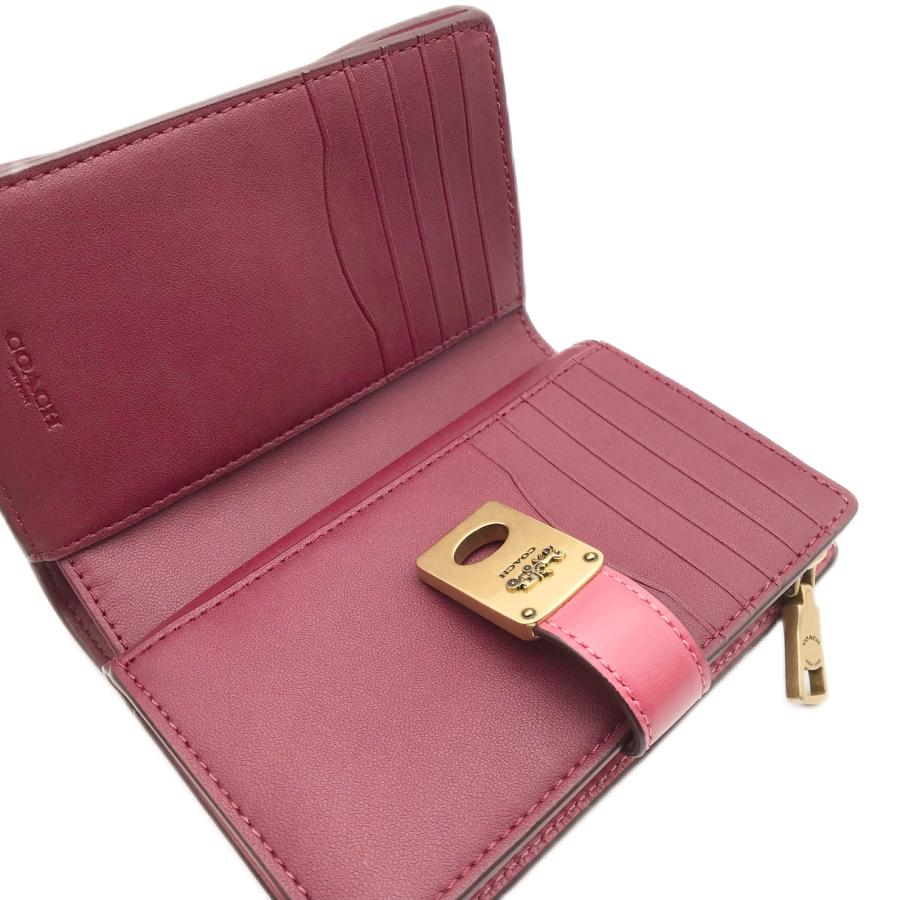 【美品】 COACH コーチ ハットンウォレット 二つ折り財布 ワインレッド COACH（コーチ） ☆COACH☆ HUTTON WALLET ハットン ウォレット ブラス
