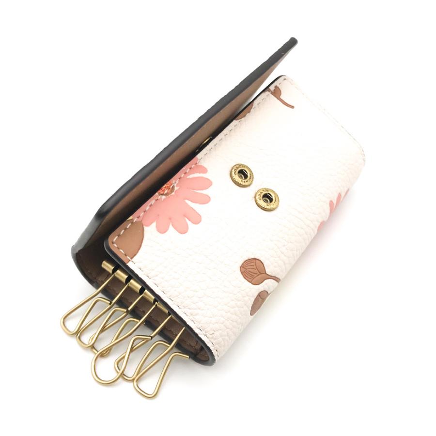 【COACH☆新品】6 リング キー ケース・フローラル プリント！アイボリー！ COACH☆新品】6 リング キー ケース・フローラル プリント！アイボリー！