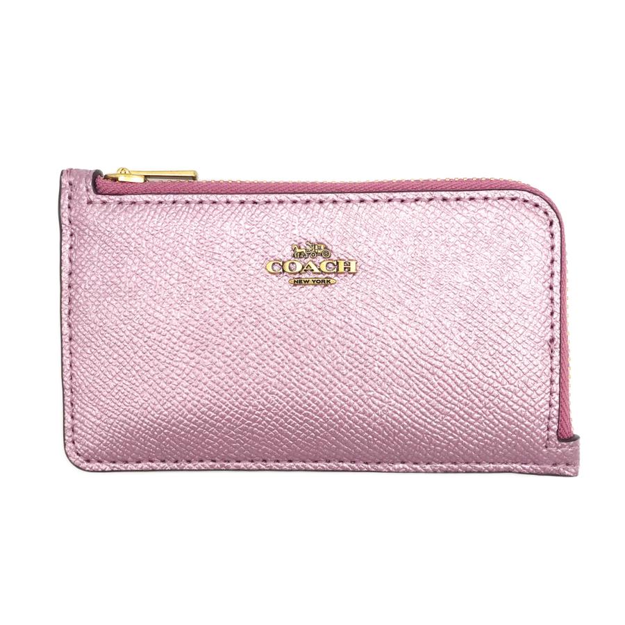 コーチ ☆COACH☆ スモール Lジップ カードケース メタリックピンク