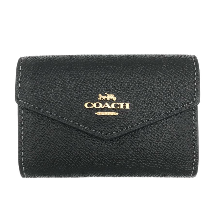 新品未使用】COACH コーチ カードケース 名刺入れ レザー フラップ 黒-