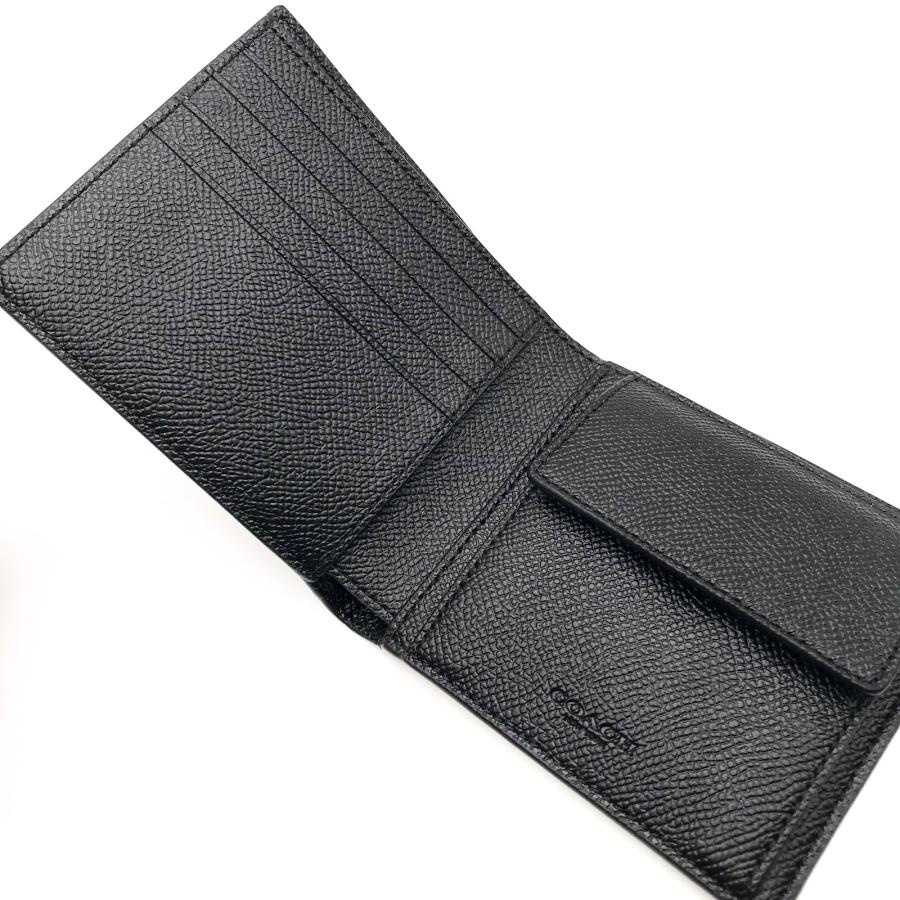 新品・正規品 COACH コーチ クロスグレーン レザー 財布 ブラック COACH（コーチ） 国内発送 財布 レディース 折り財布 クロスグレイン