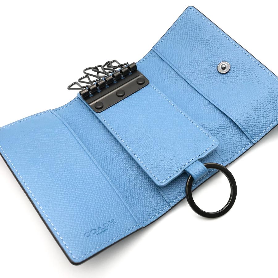 COACH ★大人気★ 6リング キーケース クロスグレインレザー プール 新品 COACH コーチ ☆COACH☆ 6リング キーケース クロスグレイン