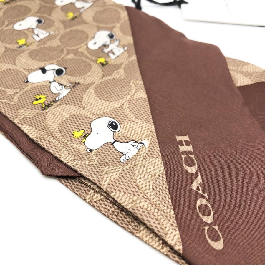 【新品】COACH X PEANUTS★シルクスカーフ★シグネチャースヌーピー COACH コーチ ☆COACH☆ シグネチャー スヌーピープリント