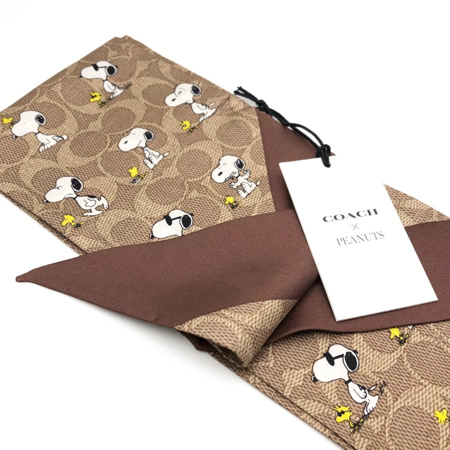 【新品】COACH X PEANUTS★シルクスカーフ★シグネチャースヌーピー COACH コーチ ☆COACH☆ シグネチャー スヌーピープリント