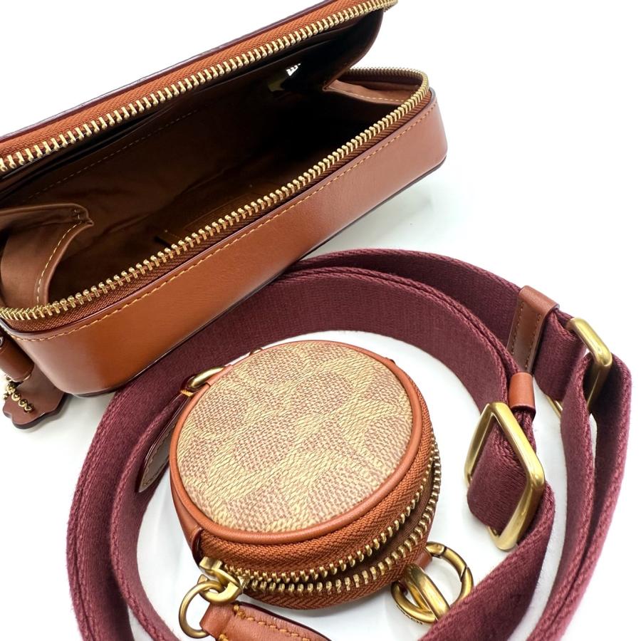 【美品】COACH スヌーピー ボディバッグ レザー COACH】コーチ コーティングキャンバス レザー シグネチャー
