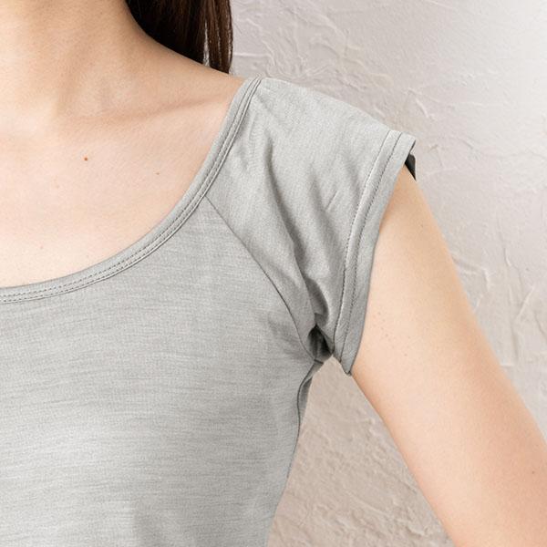 es-8474 汗取りインナー シルク100％ ジャージー レディース 脇汗パッド付き フレンチ袖 半袖 グレー ネイビー M/L |  | 09