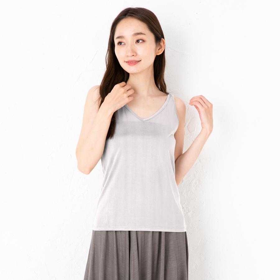 シルク100％ 2way タンクトップ 保湿インナー【かるふわシルク艶タイプ