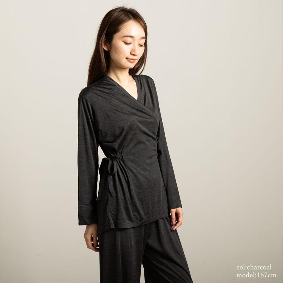 シルク100％ジャージー パジャマ 上下セット カシュクールトップスと