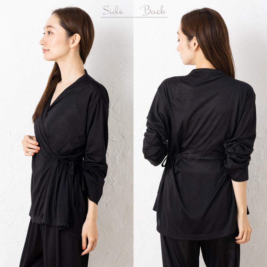 シルク100％ジャージー パジャマ 上下セット カシュクールトップスと