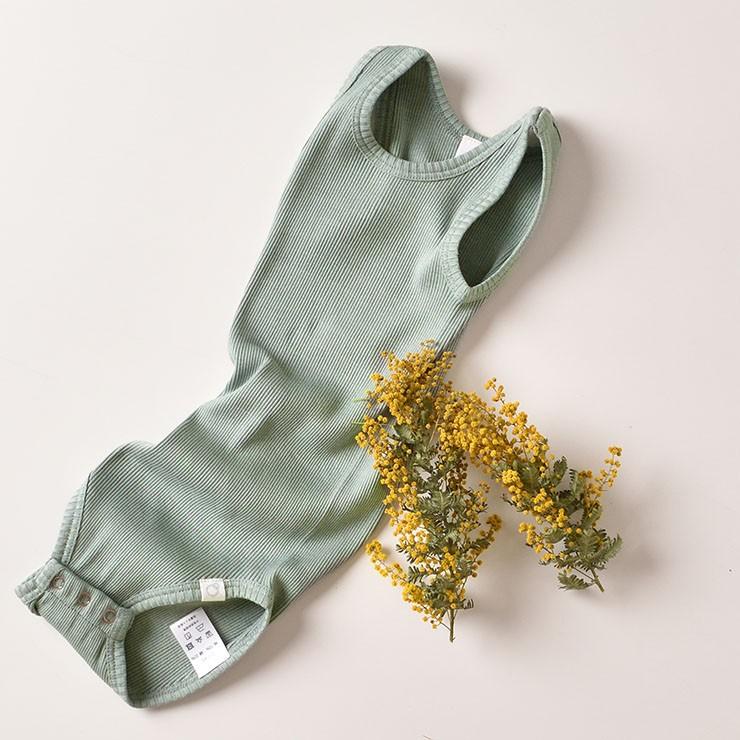 ◇廃盤30％OFF！シルクコットン タンクロンパース ベビー キッズ肌着 ピンク グリーン ボーダー 70cm 80cm 90cm |  | 10