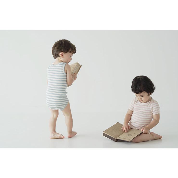 ◇廃盤30％OFF！シルクコットン タンクロンパース ベビー キッズ肌着 ピンク グリーン ボーダー 70cm 80cm 90cm |  | 11