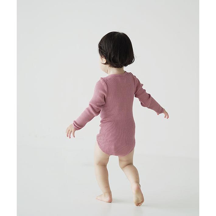 ◇廃盤30％OFF！シルクコットン 長袖ロンパース ベビー キッズ肌着 ピンク グリーン ボーダー 70cm 80cm 90cm |  | 09