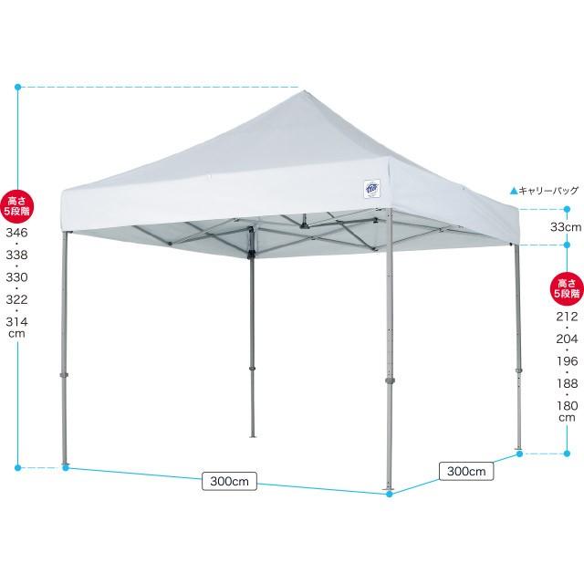 テント ワンタッチ タープテント 3m×3m EZ-UP DELUXE DX30 スチール製フレーム 名入れ料込 送料無料 頑丈プロ向け 簡単設置  日除け 日よけ｜esheetpro｜02