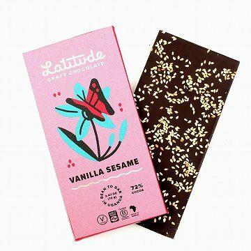 ラティテュード クラフト チョコレート ダーク 72% バニラ & セサミ Latitude ウガンダ産 非脱臭ココアバター使用｜esheland｜02